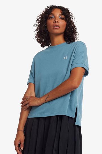 Fred Perry Boxy Piqué Naisten T Paidat Harmaat Sininen | FI 1027EBCX